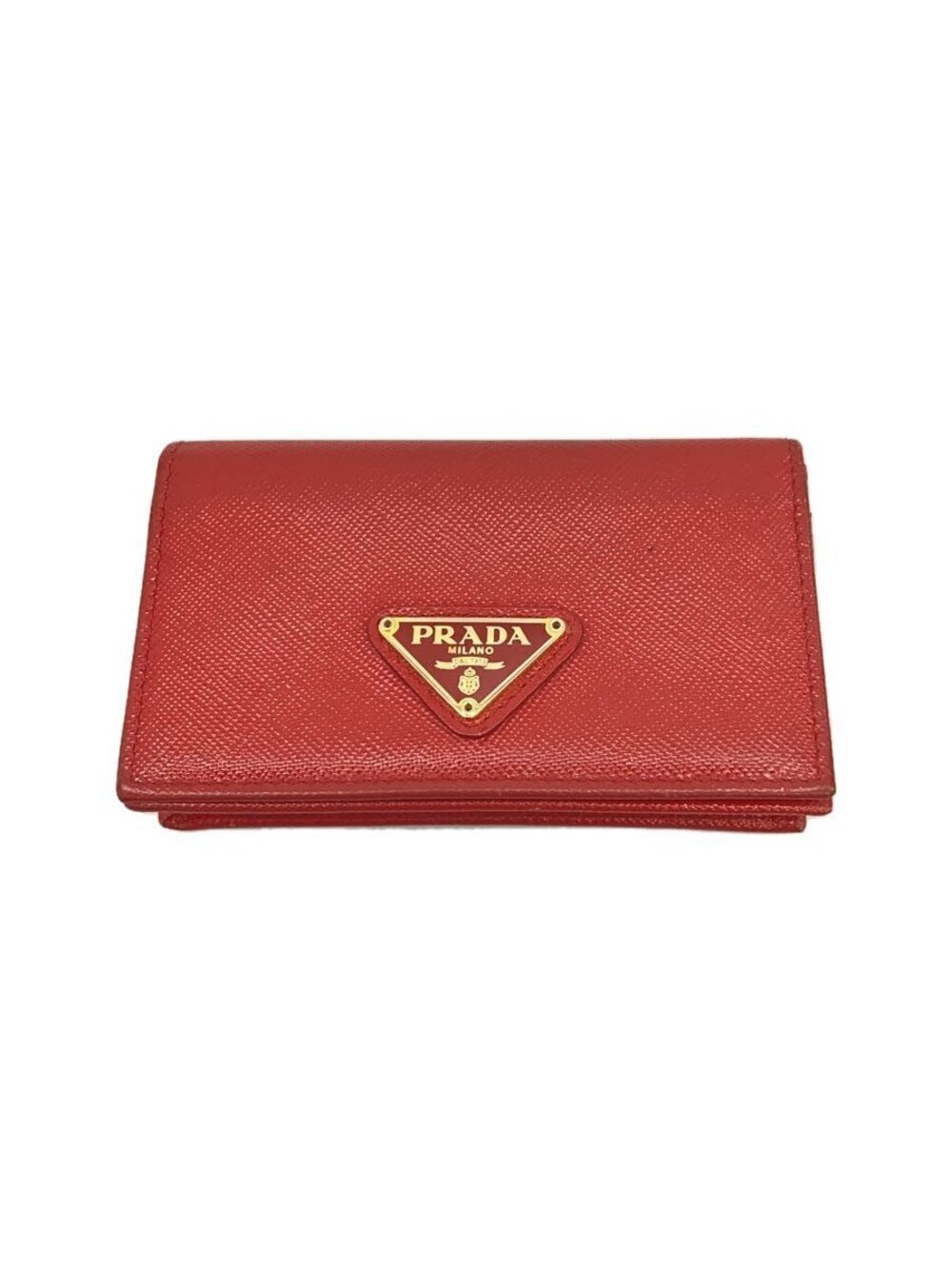Prada Card Case Wallet Leather RED